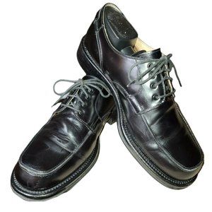 Bacco Bucci Oxford Black Leather Square Toe Shoes Men Size Size 8 1/2M